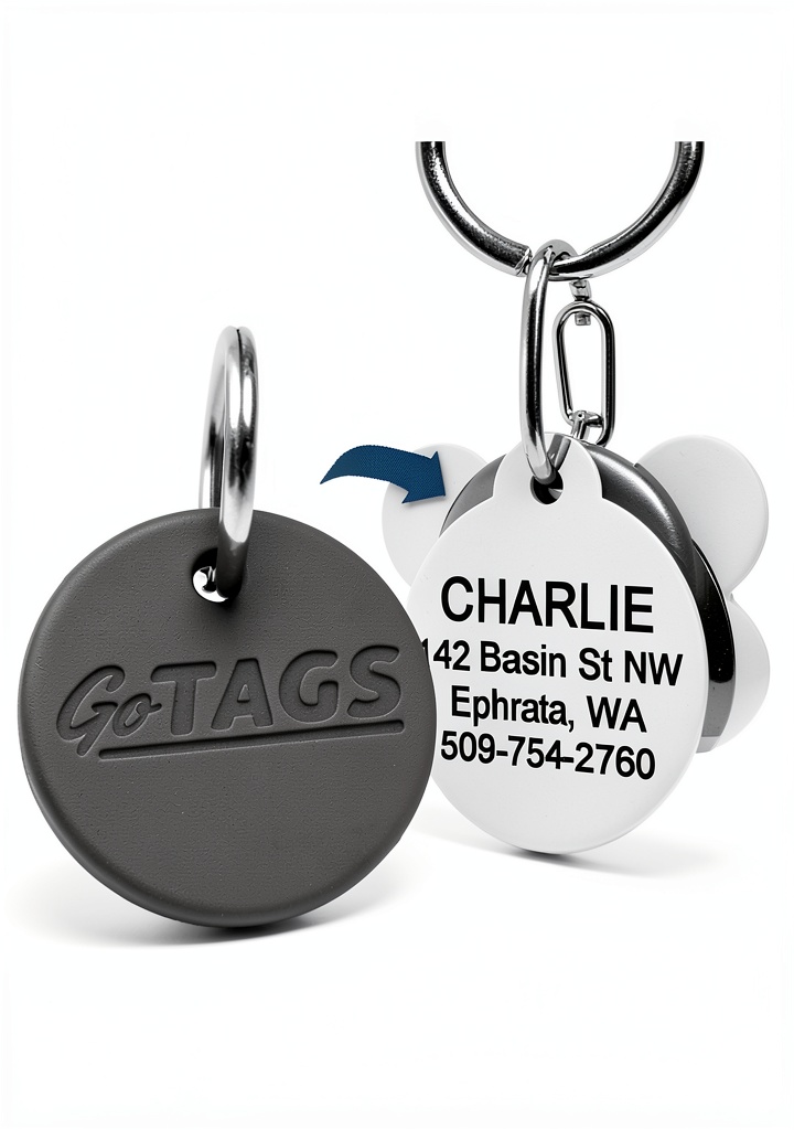 GoTags Tag Silencer attached to a dog collar