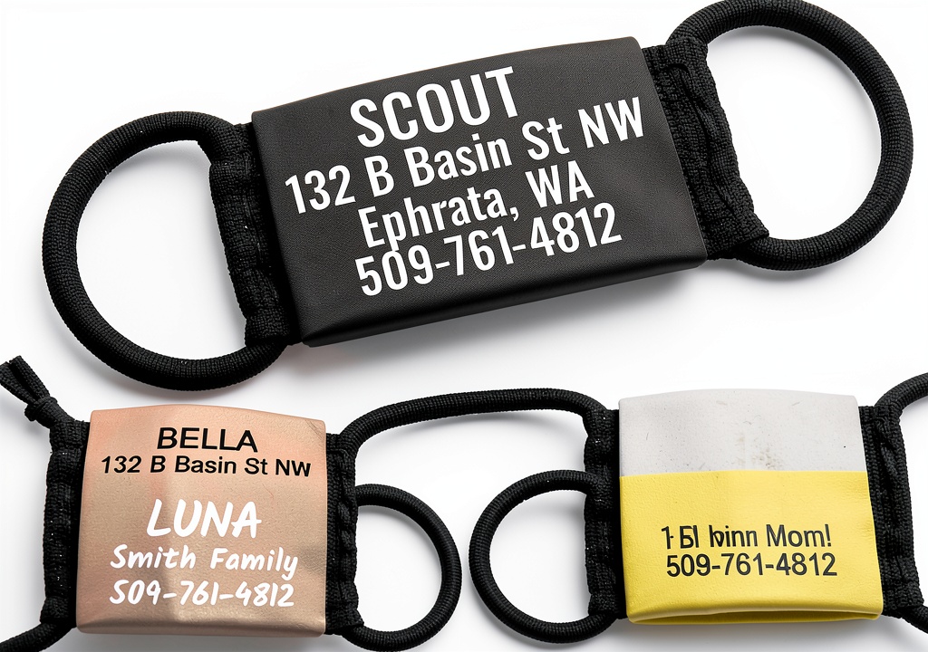 GoTags slide-on pet ID tag attached to a dog collar