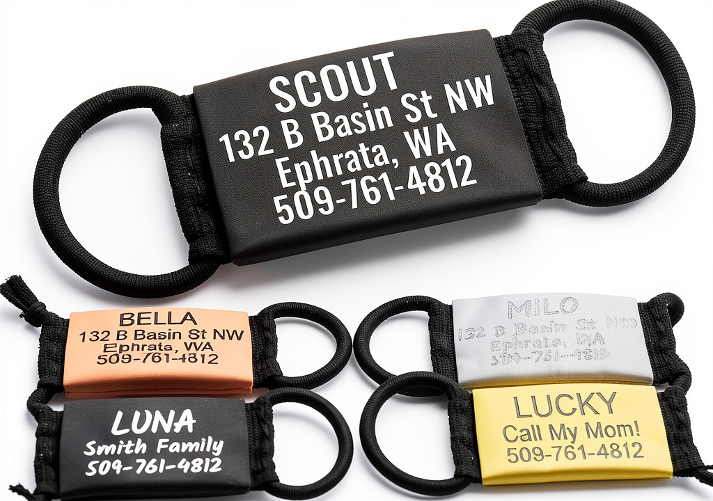 GoTags slide-on pet ID tag attached to a dog collar