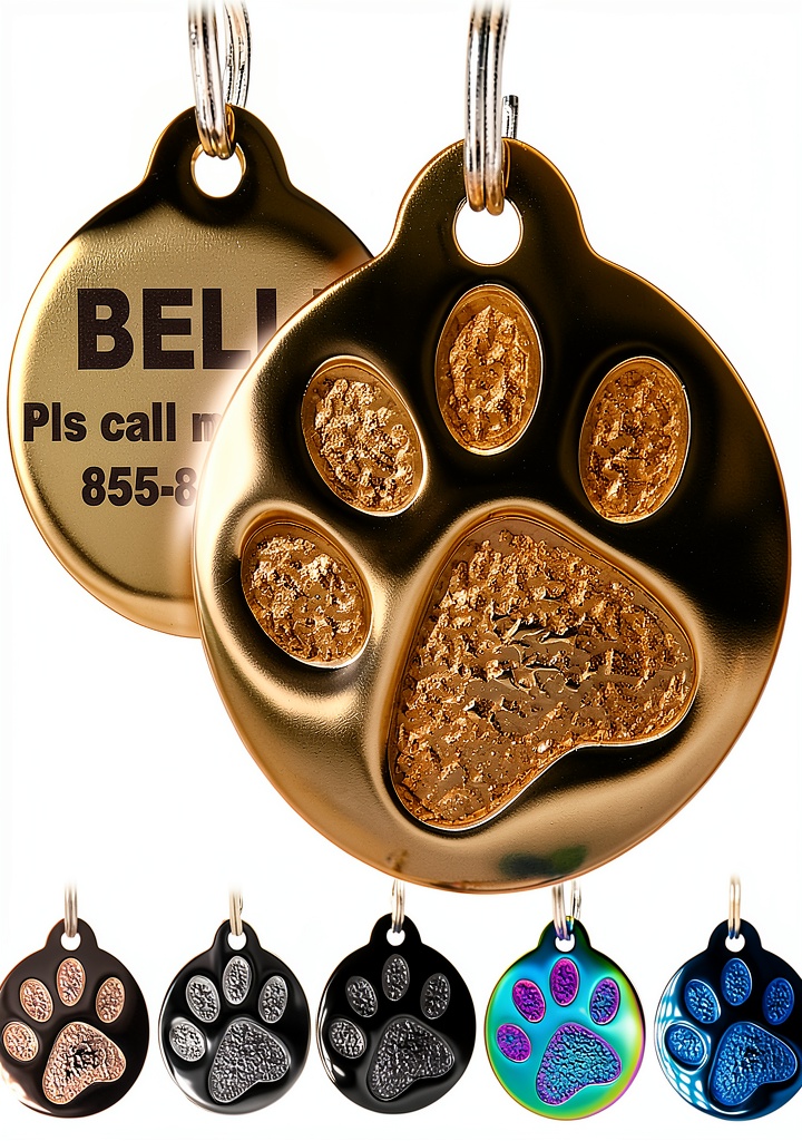 PetANTastic stainless steel dog ID tag in various colors and sizes