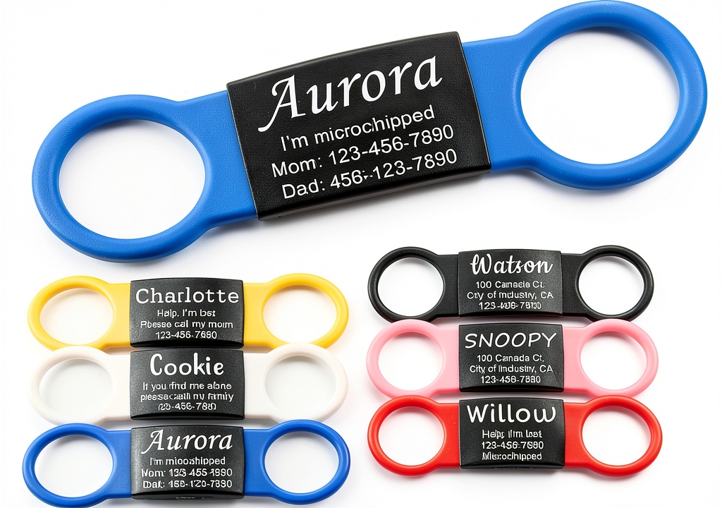 Anavia Silent Pet ID Tag attached to a dog collar