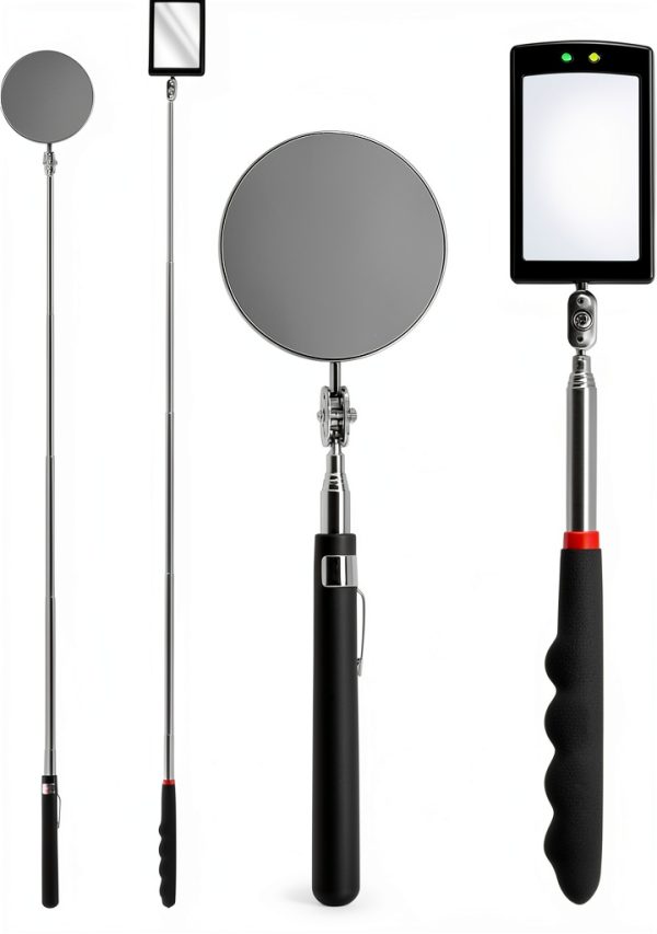 Enbar Lighted Telescoping Mirror Set Square Round 2‑Piece Silver-2