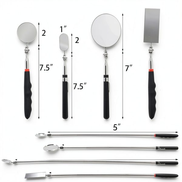 Inspection Mirror Jucoan 4‑Pack Extendable Telescoping Rod Set-1