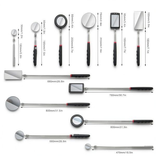 GGSTDDUP Telescopic Inspection Mirror 6 Pack Adjustable Anti Rust-1