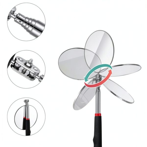 GGSTDDUP Telescopic Inspection Mirror 6 Pack Adjustable Anti Rust-2
