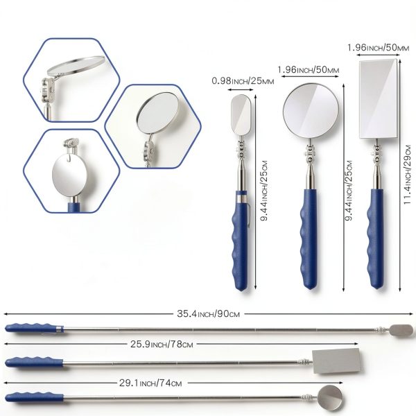 Inspection Mirror Copkim LIA-0916 Telescopic 3‑Piece Set-1