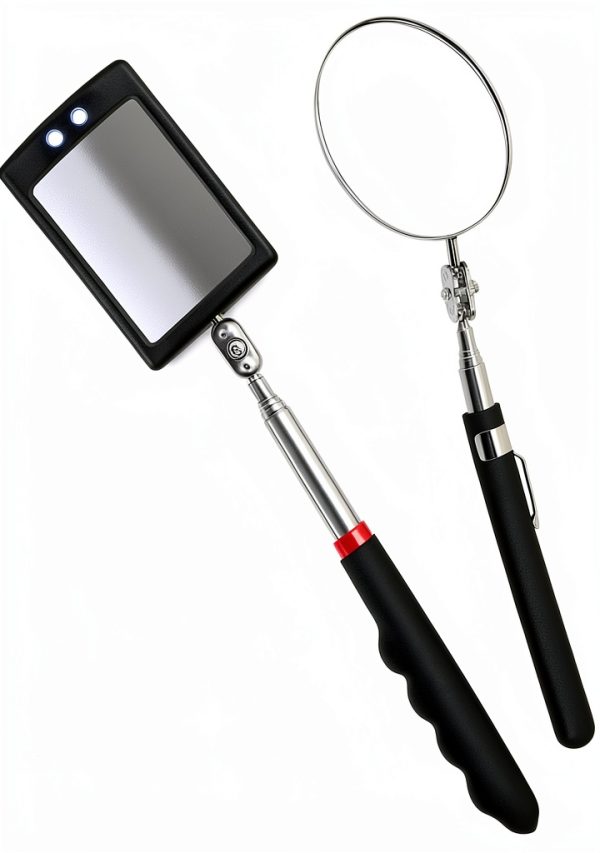 Enbar Lighted Telescoping Mirror Set Square Round 2‑Piece Silver-1