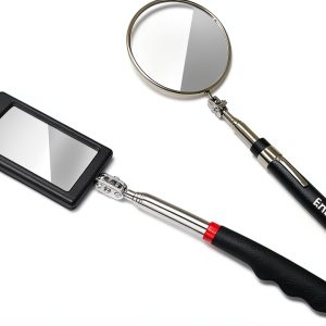 Enbar Lighted Telescoping Mirror Set Square Round 2‑Piece Silver-0