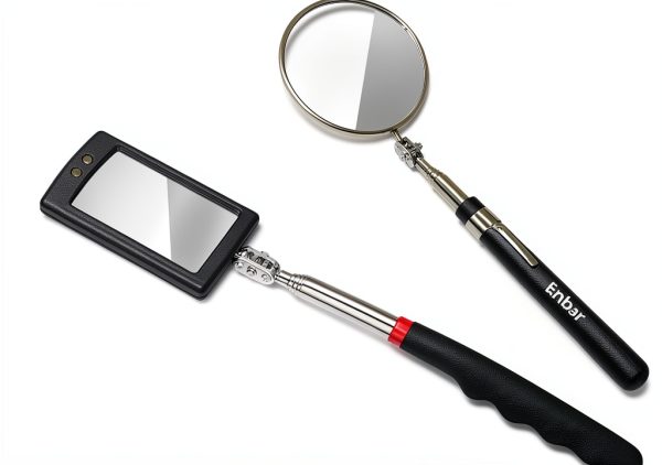 Enbar Lighted Telescoping Mirror Set Square Round 2‑Piece Silver-0